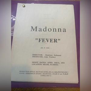 MADONNA FEVER MAVERICK CASTING CALL VIDEO SHOOT OFFICIAL ITINERARY 1993 …
